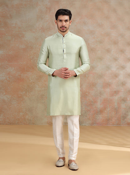 Pista Green Solid Kurta Pajama | JB X JB