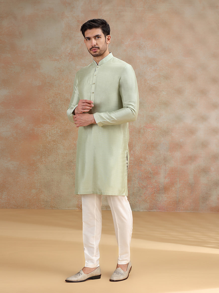 Pista Green Solid Kurta Pajama | JB X JB