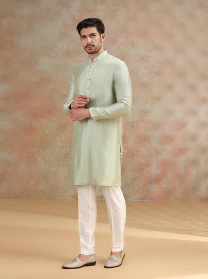 Pista Green Solid Kurta Pajama | JB X JB