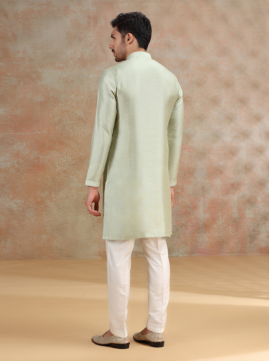 Pista Green Solid Kurta Pajama | JB X JB