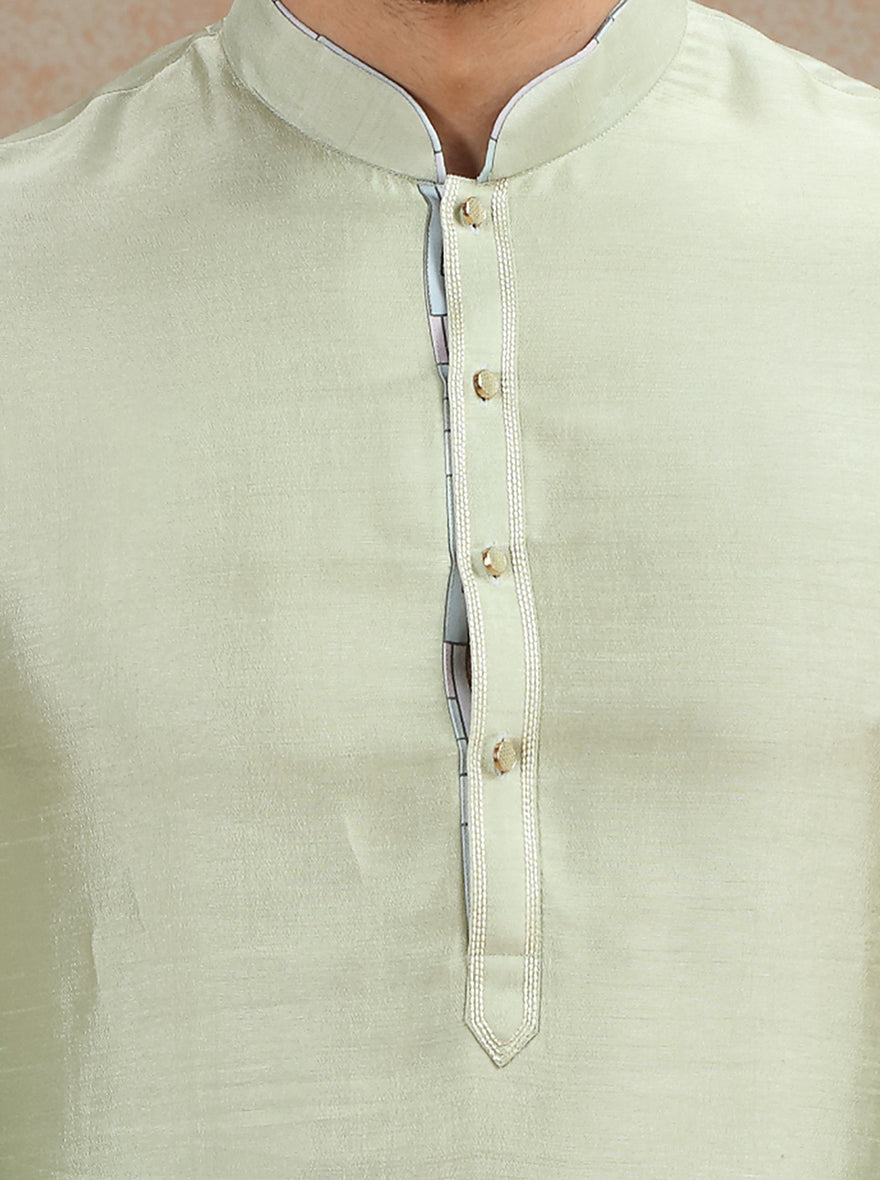 Pista Green Solid Kurta Pajama | JB X JB