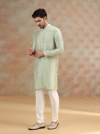 Pista Green Solid Kurta Pajama | JB X JB