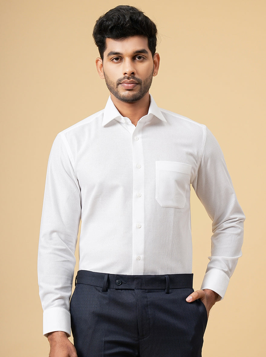 White Solid Slim Fit Formal Shirt | JadeBlue Super Luxe