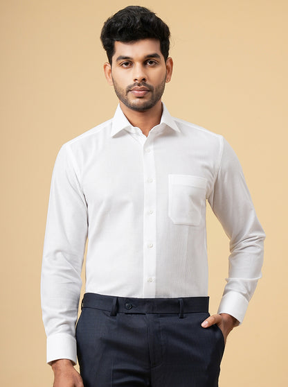 White Solid Slim Fit Formal Shirt | JadeBlue Super Luxe