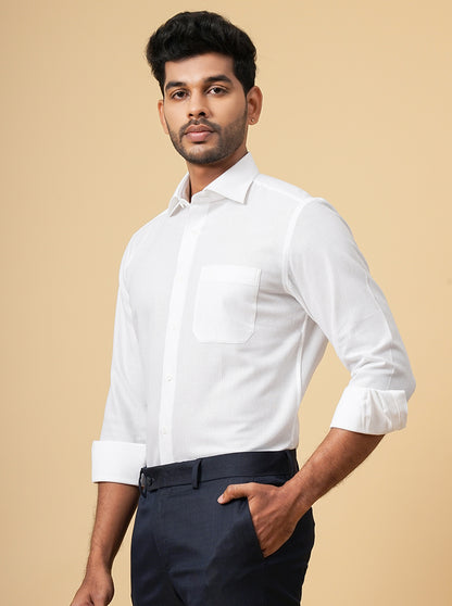 White Solid Slim Fit Formal Shirt | JadeBlue Super Luxe