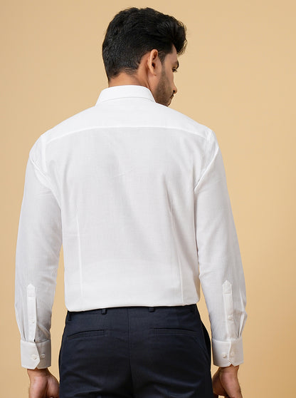 White Solid Slim Fit Formal Shirt | JadeBlue Super Luxe