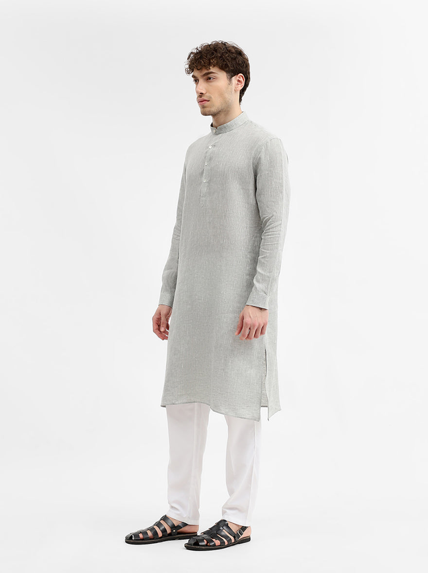 Green Solid Modi Kurta | JadeBlue