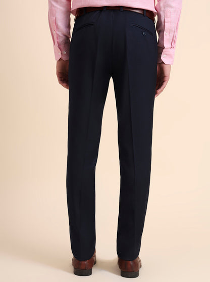 Blue Solid Slim Fit Formal Trouser | Metal