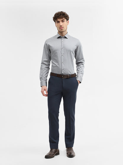 Grey Printed Slim Fit Formal Shirt | Greenfibre