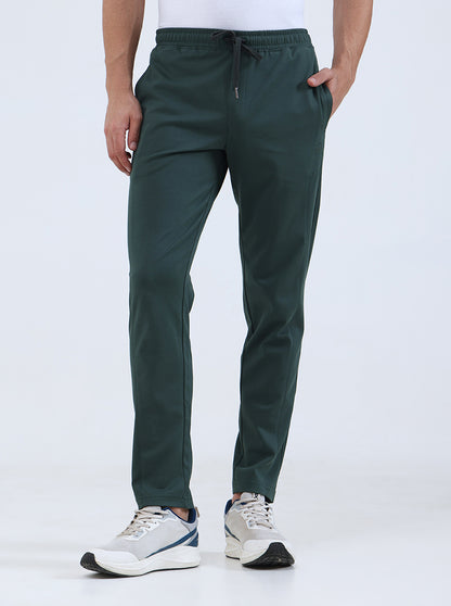 Bottle Green Solid Slim Fit Track Pant | JadeBlue