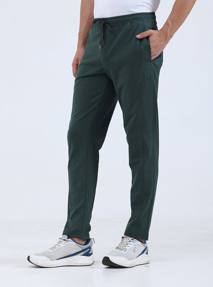 Bottle Green Solid Slim Fit Track Pant | JadeBlue