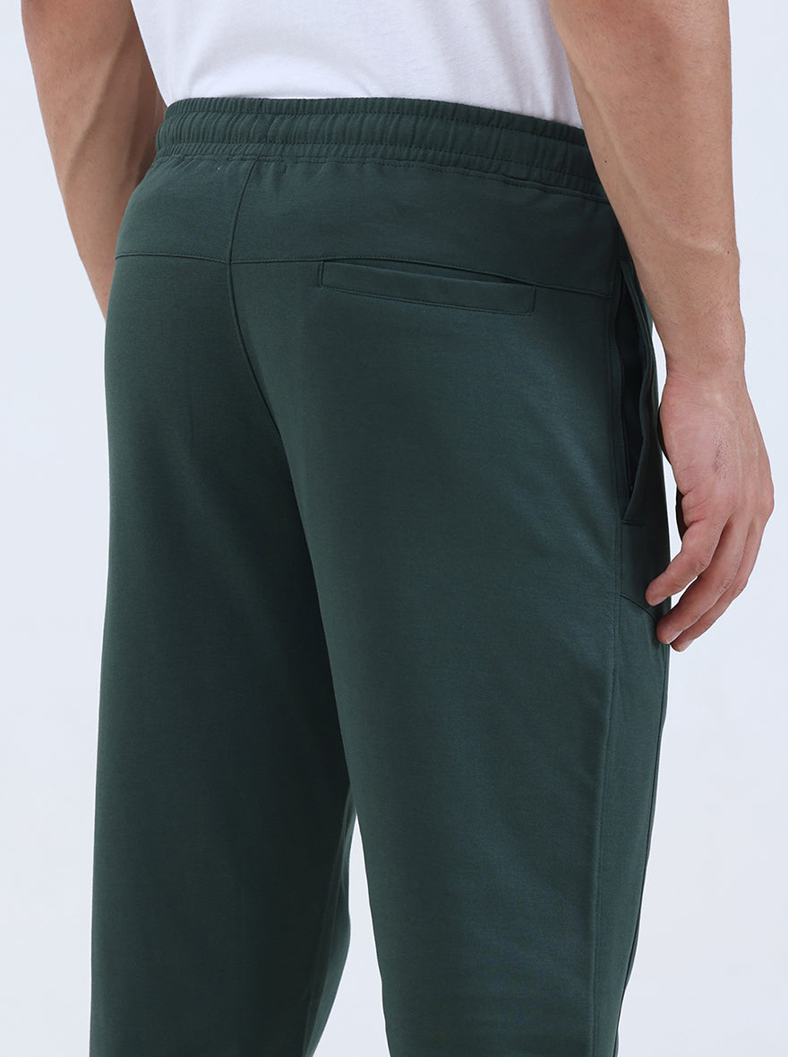 Bottle Green Solid Slim Fit Track Pant | JadeBlue