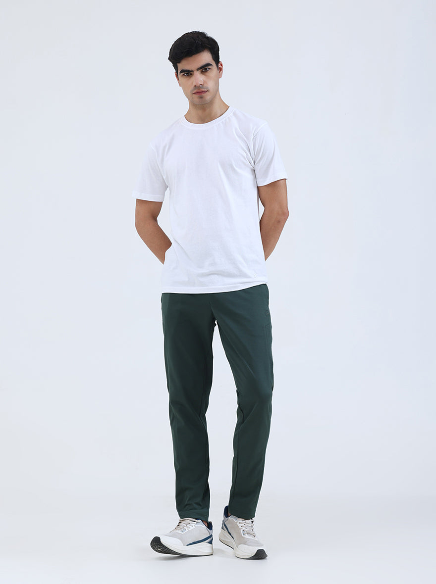 Bottle Green Solid Slim Fit Track Pant | JadeBlue
