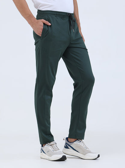 Bottle Green Solid Slim Fit Track Pant | JadeBlue