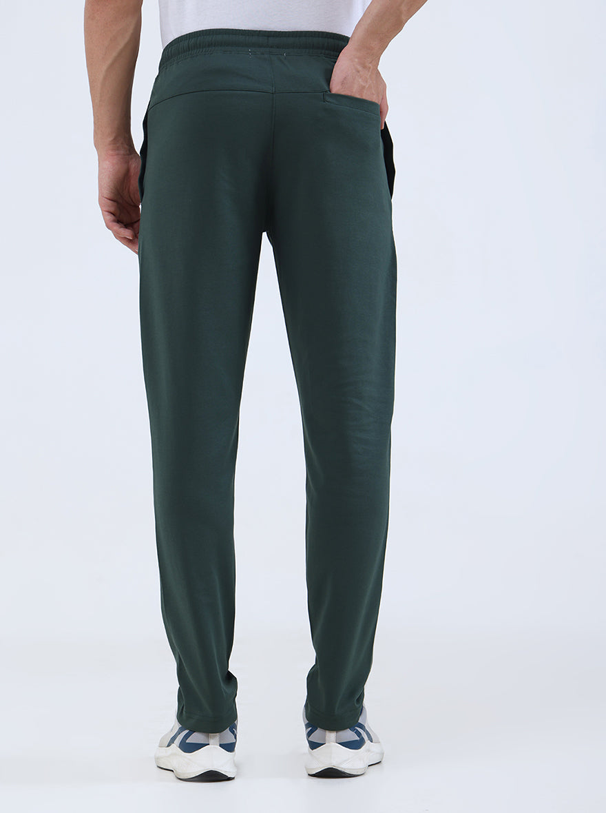 Bottle Green Solid Slim Fit Track Pant | JadeBlue