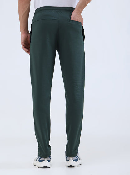 Bottle Green Solid Slim Fit Track Pant | JadeBlue