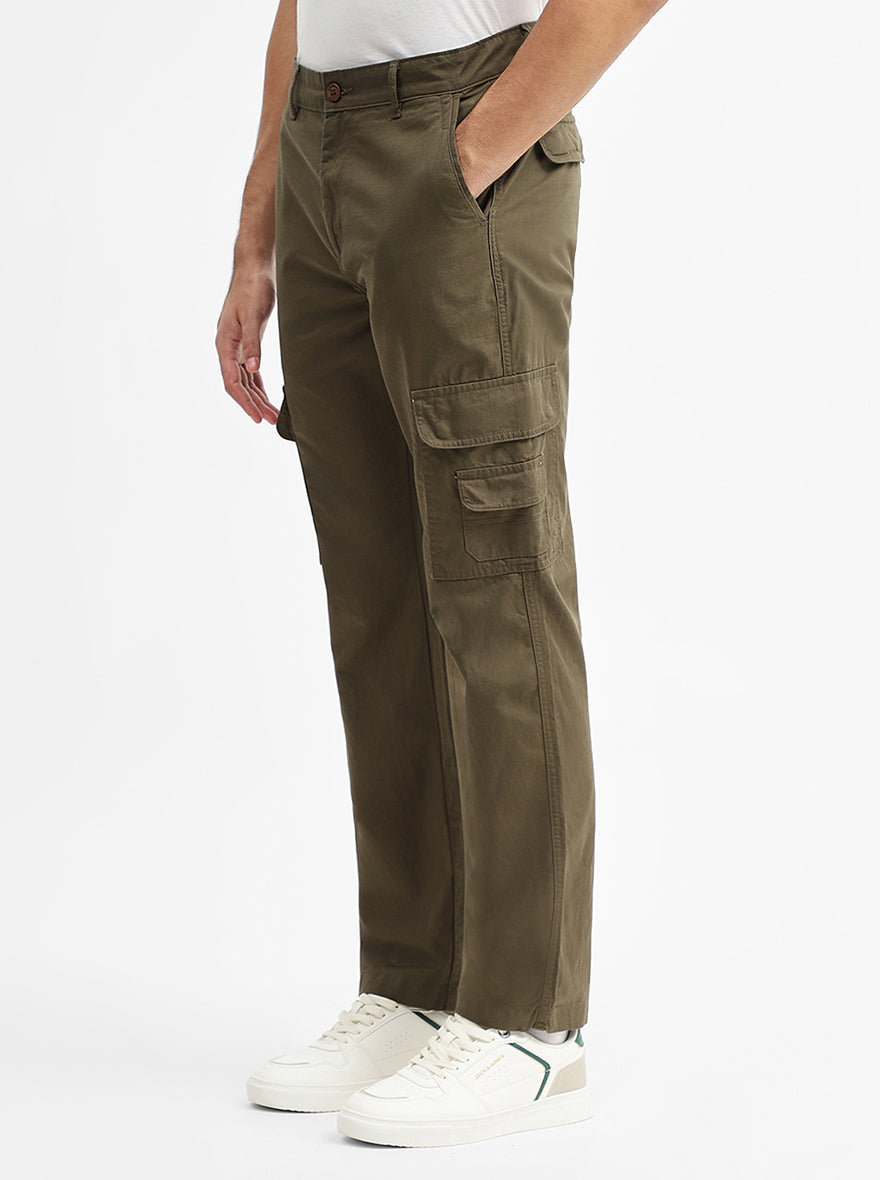 Olive Solid Slim Fit Cargo Pant | JadeBlue