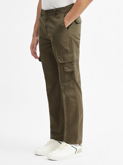 Olive Solid Slim Fit Cargo Pant | JadeBlue