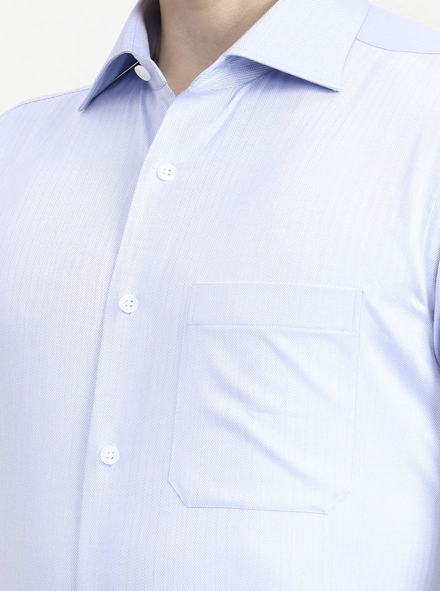 Blue Solid Slim Fit Formal Shirt | Metal