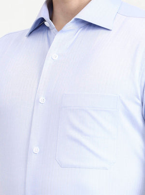 Blue Solid Slim Fit Formal Shirt | Metal