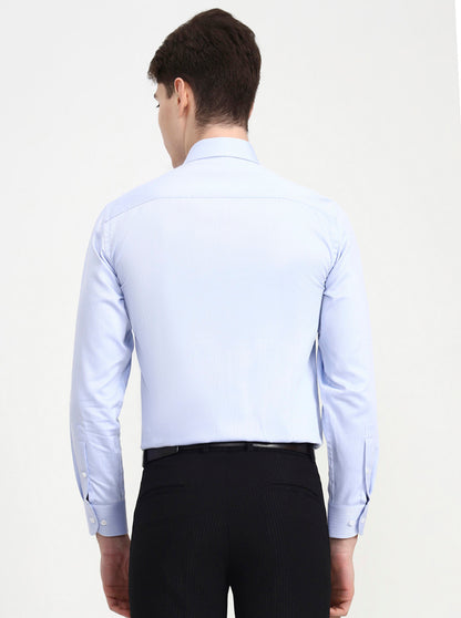 Blue Solid Slim Fit Formal Shirt | Metal