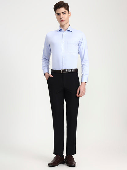 Blue Solid Slim Fit Formal Shirt | Metal