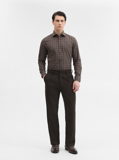 Khakhi Checked Slim Fit Formal Shirt | Metal