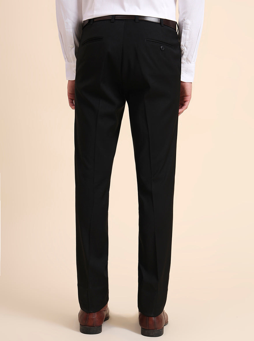 Black Solid Slim Fit Formal Trouser | Metal