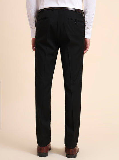 Black Solid Slim Fit Formal Trouser | Metal