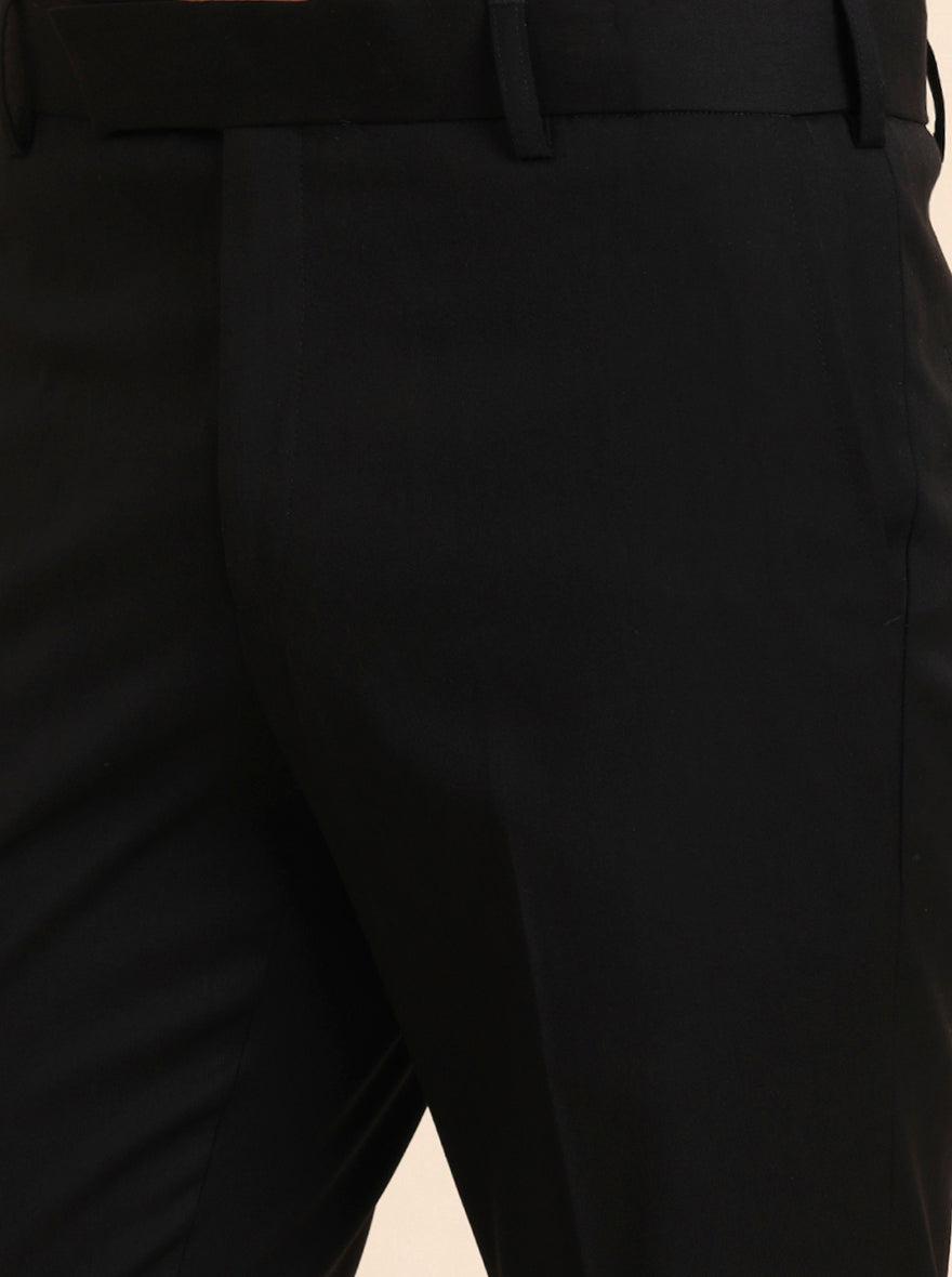 Black Solid Slim Fit Formal Trouser | Metal