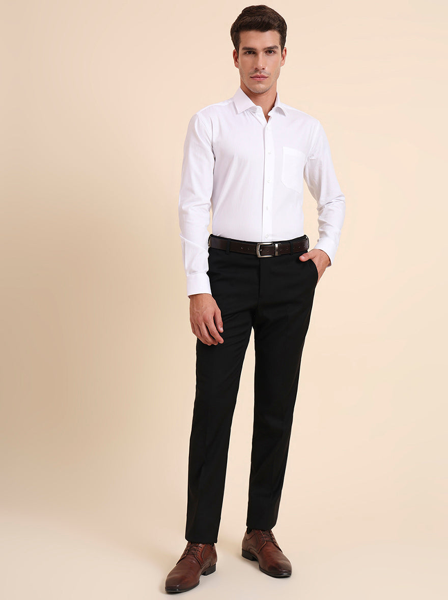 Black Solid Slim Fit Formal Trouser | Metal