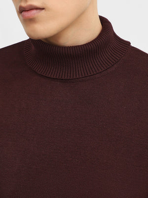 Wine Solid Slim Fit Winter T-Shirt | JadeBlue