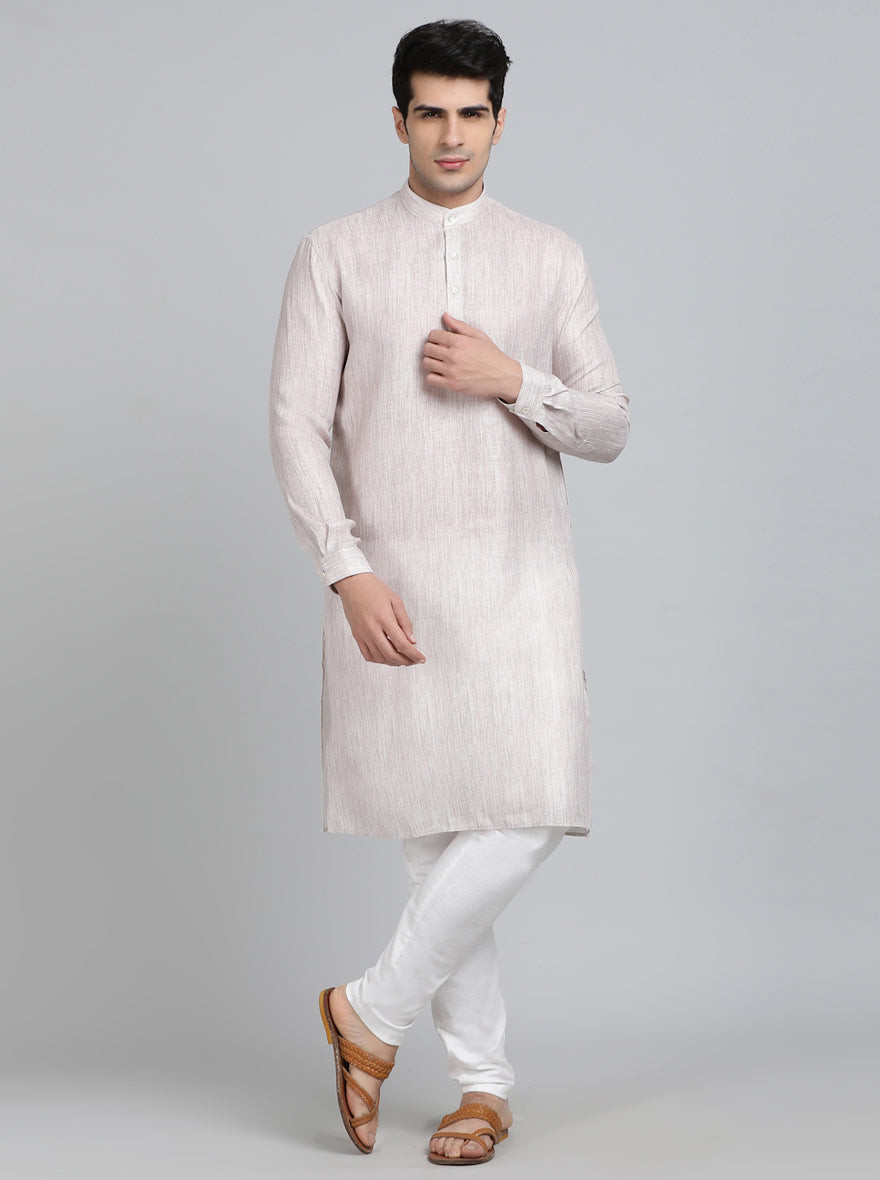 Grey Solid Regular Fit Modi Kurta | JadeBlue