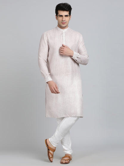 Grey Solid Regular Fit Modi Kurta | JadeBlue