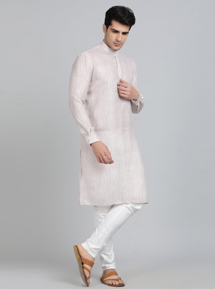 Grey Solid Regular Fit Modi Kurta | JadeBlue
