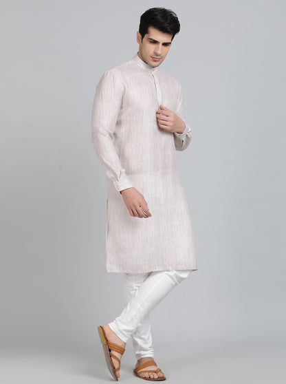 Grey Solid Regular Fit Modi Kurta | JadeBlue