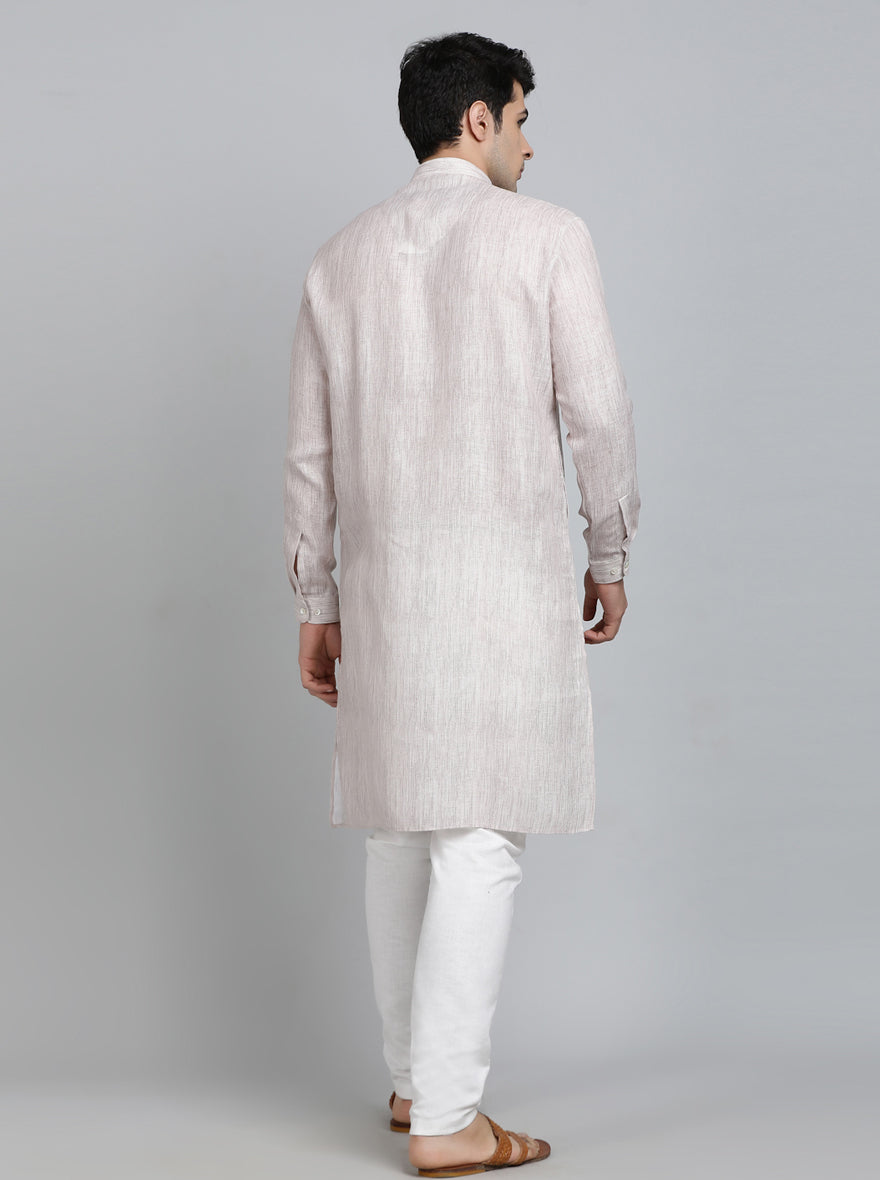 Grey Solid Regular Fit Modi Kurta | JadeBlue