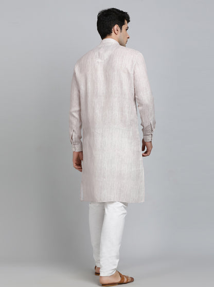 Grey Solid Regular Fit Modi Kurta | JadeBlue