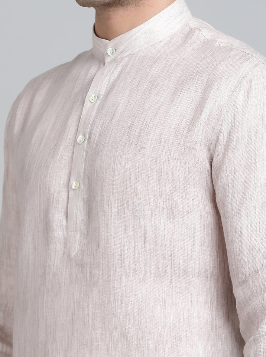 Grey Solid Regular Fit Modi Kurta | JadeBlue