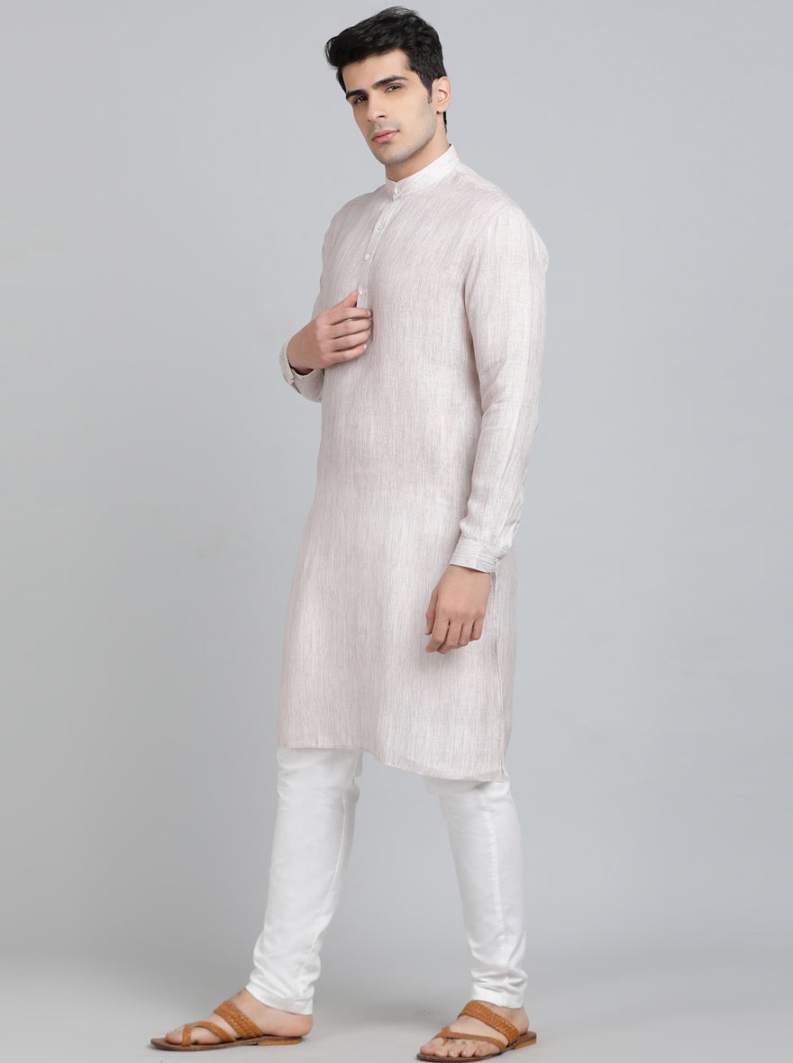 Grey Solid Regular Fit Modi Kurta | JadeBlue