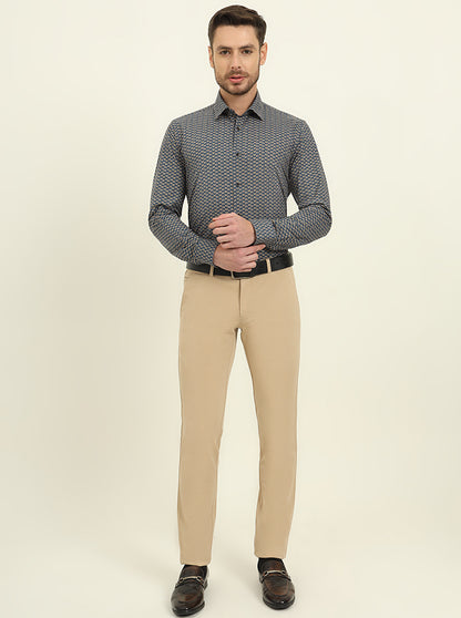 Blue Printed Slim Fit Party Wear Shirt | Wyre