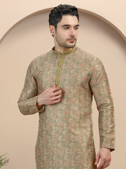 Mehandi Printed Kurta Pajama | Virasana