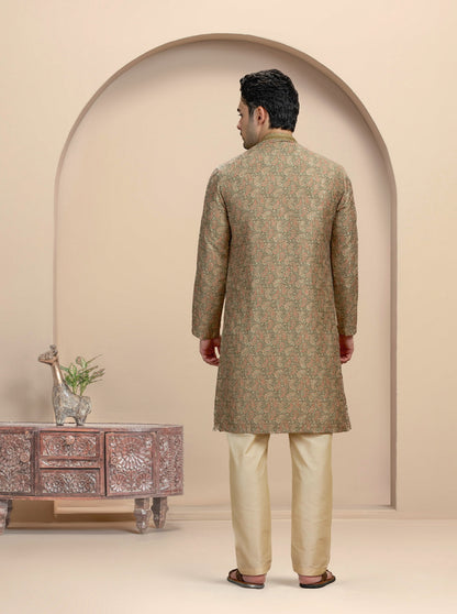 Mehandi Printed Kurta Pajama | Virasana