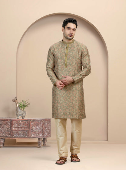 Mehandi Printed Kurta Pajama | Virasana