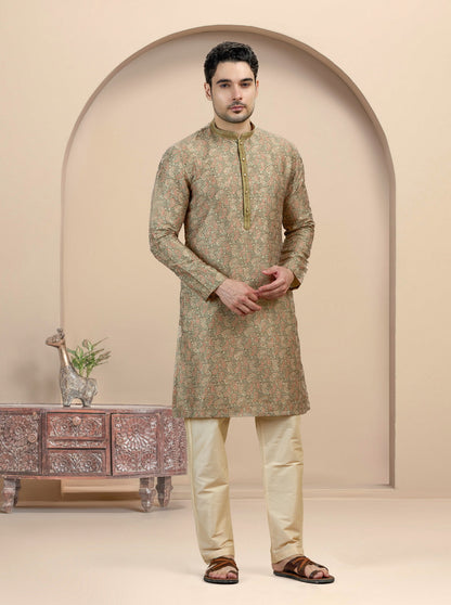 Mehandi Printed Kurta Pajama | Virasana