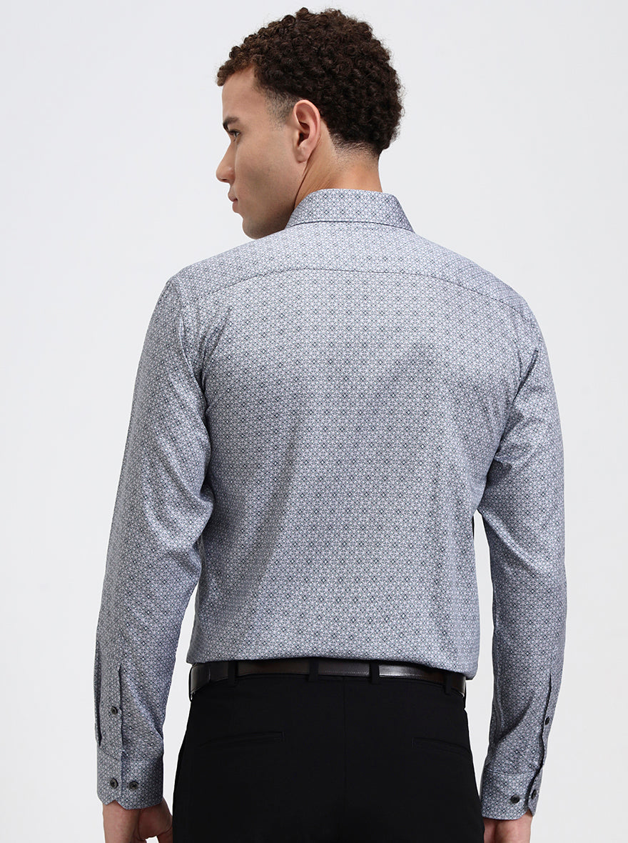 Grey Printed Regular Fit Formal Shirt | JadeBlue