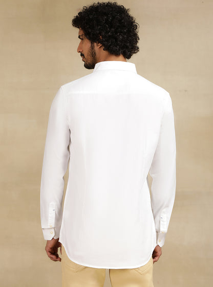 White Solid Slim Fit Casual Shirt | JadeBlue