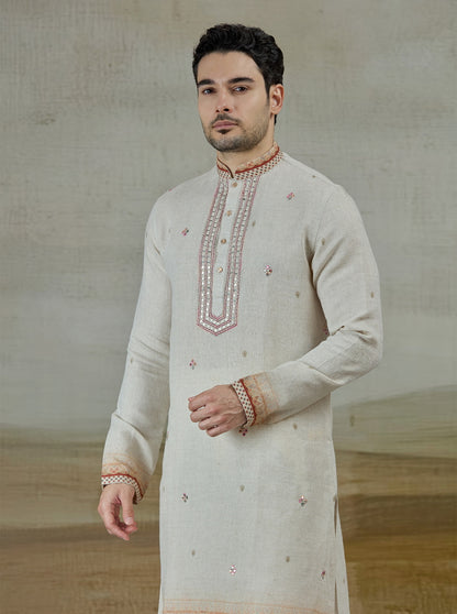 Beige Printed Kurta Pajama | TULA