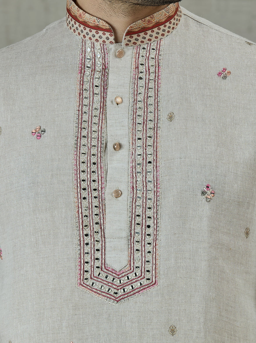 Beige Printed Kurta Pajama | TULA