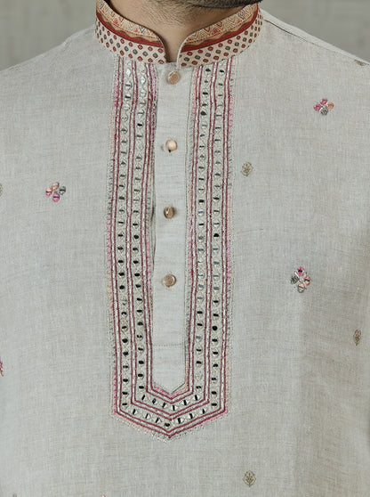Beige Printed Kurta Pajama | TULA
